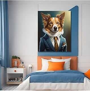 GAAGART Tekli Dikey Kavas Duvar Tablosu Takım Elbiseli Border Collie Köpek 60 x 90 gartM7423