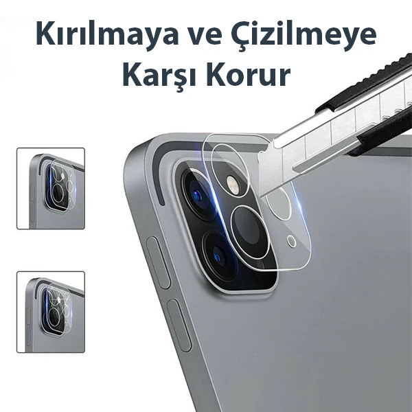 GOR iPad Pro 11 İPad Pro 12.9 2020-2021 3D Cam Kamera Koruyucu 2 SET-(5775)