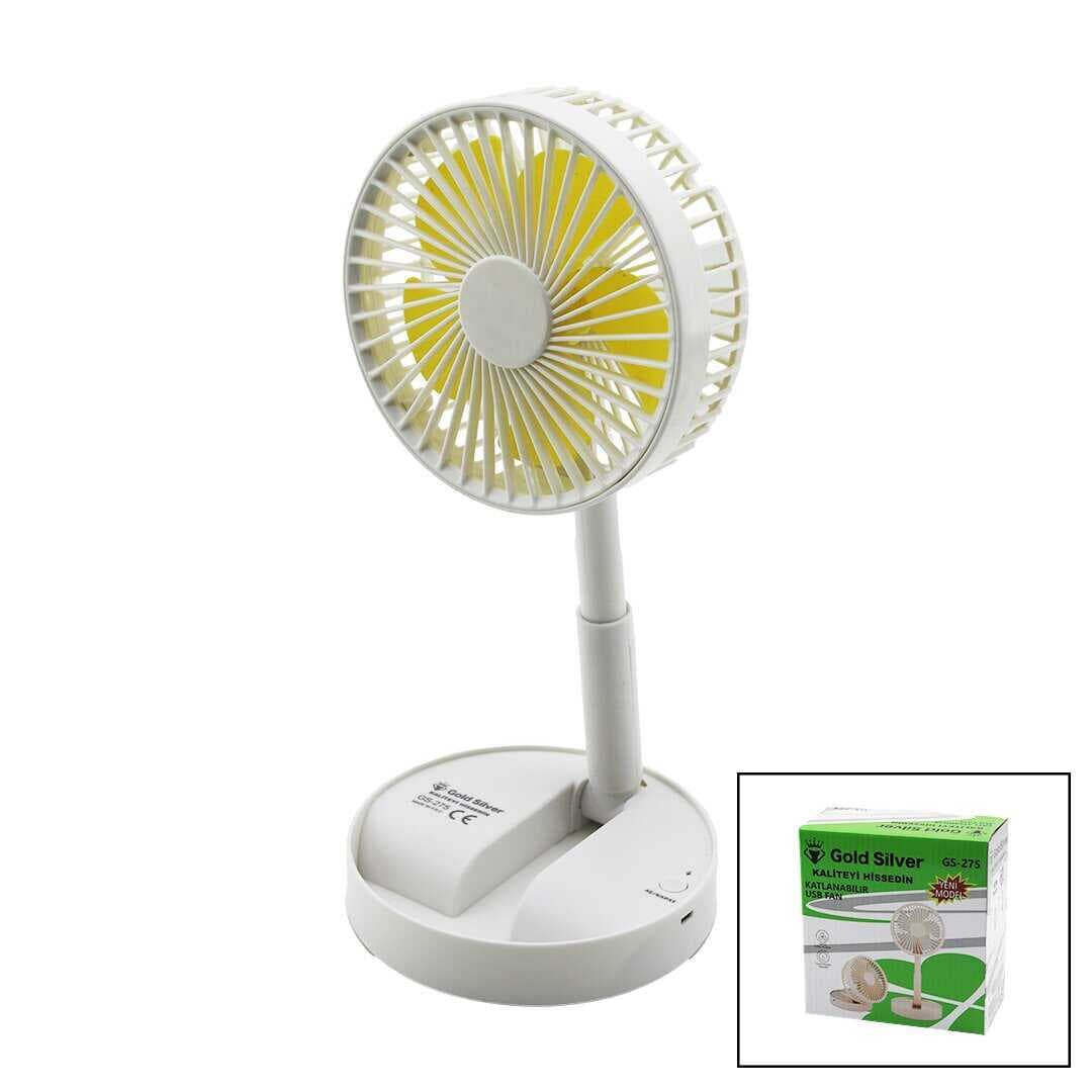 MASA ÜSTÜ VANTİLATÖR USB ŞARJIL KATLANIR FAN=13.6CM - UZAYAN AYAK=11-16CM 180 DERECE TELEFONLUKLU GS-275 (5430)