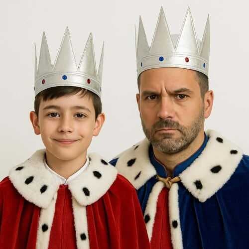 Gümüş Renk Eva Yumuşak Kral Kraliyet Tacı Yetişkin Çocuk Uyumlu 55 cm