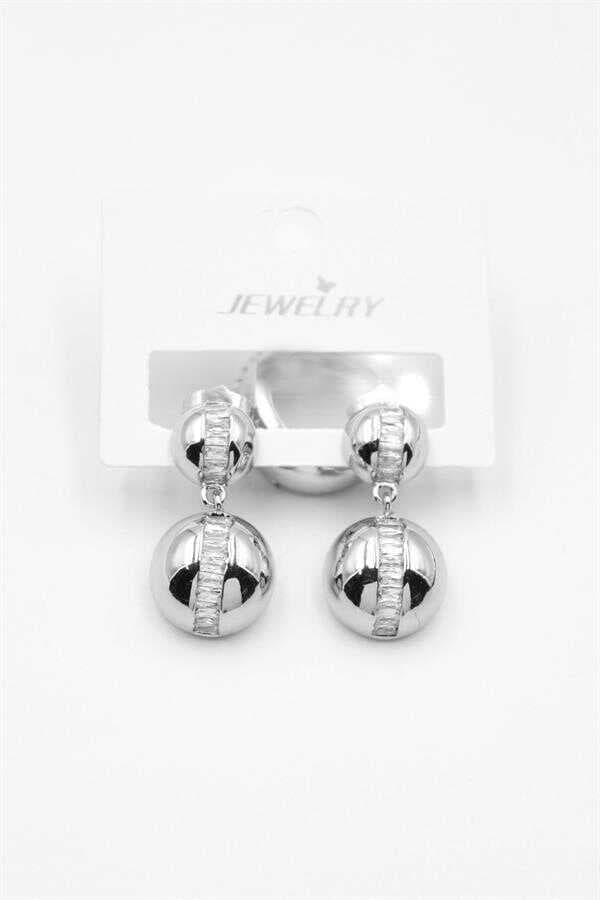 Baget Taşlı Küpe - Gümüş