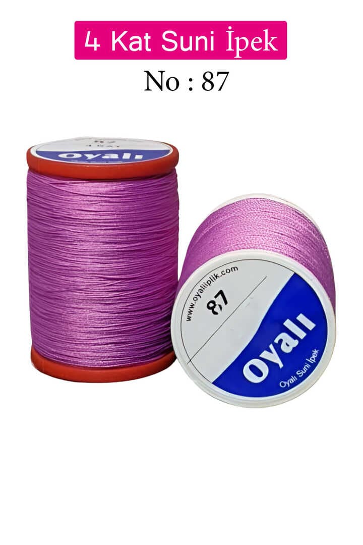 Oyalı 4 Kat Suni İpek İplik İğne Oyası Boncuk İpi Tığ Oyası No:87