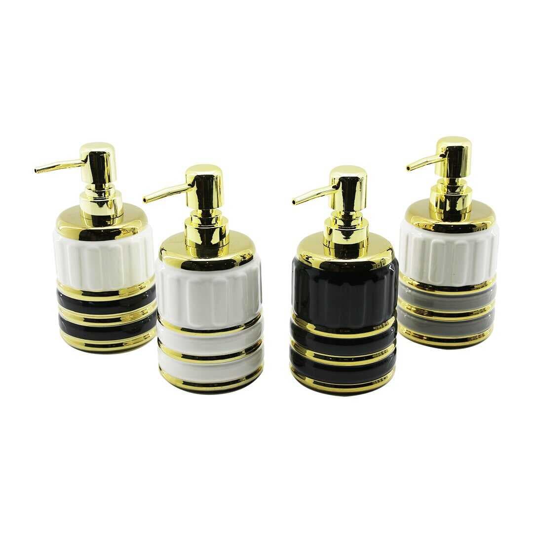 ŞİŞE GOLD KAPAK - BOĞUM SERAMİK SIVI SABUNLUK 7.5X10.5CM (5430)