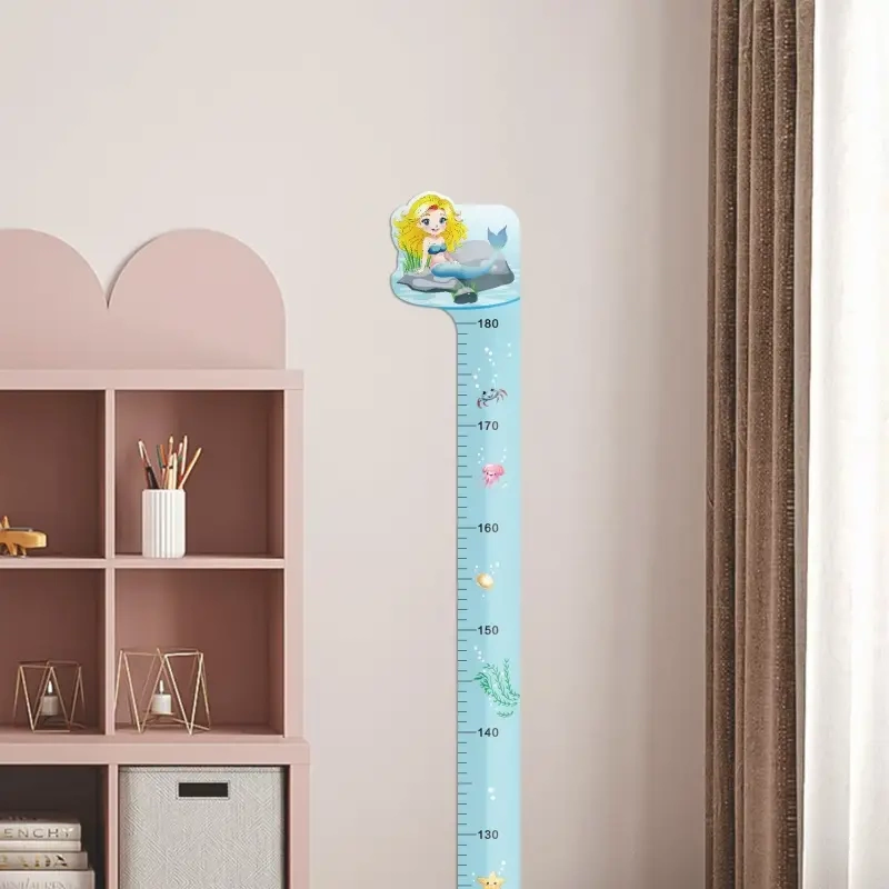 Sevimli Sarı Zürafa Yeşil Dinazor Deniz Kızı Roket Ağaç Boy Ölçüsü Sticker