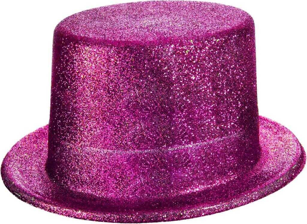 Nessiworld  Fuşya Pembe Renk Parıltılı Simli Fötr Silindir Parti Şapkası
