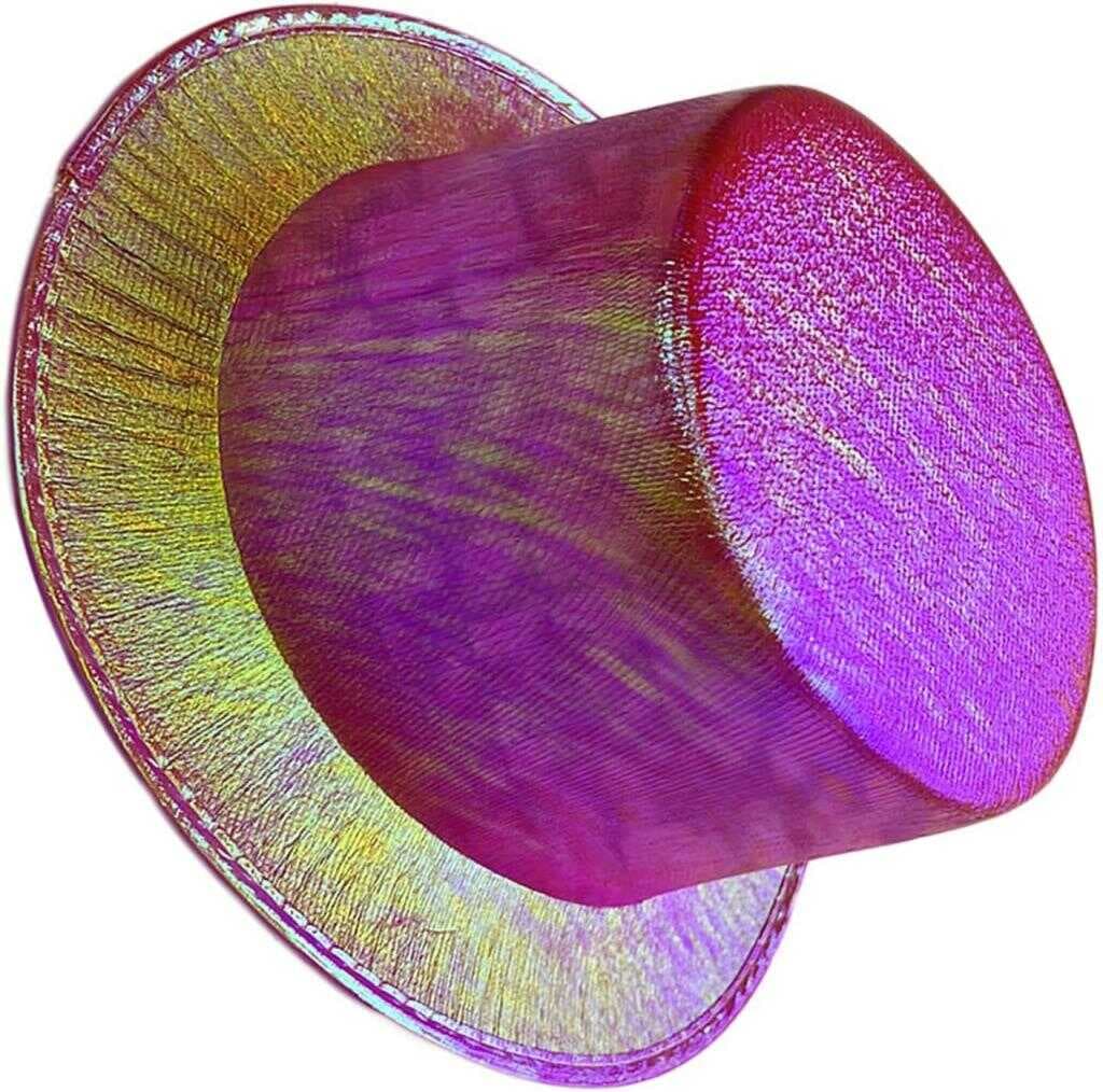 NessiWorld FuşyaRenkIşıltılıHologramKumaşKaplamaFötrSilindirŞapkaYetişkinBoy