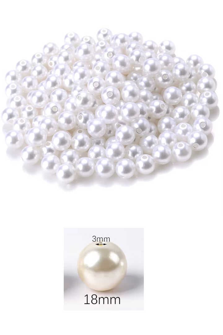 500 gram 18mm Beyaz Renk Plastik İnci Boncuk Çanta ve Takı Yapım Boncuğu (~110 adet)