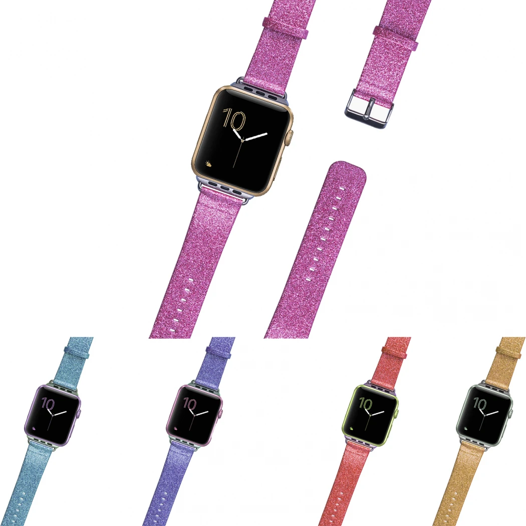 Ally Apple Watch 7-8 45mm 6-5-4 44mm Kordon Kayış Deri Parlak 3-2-1 42mm-(5775)