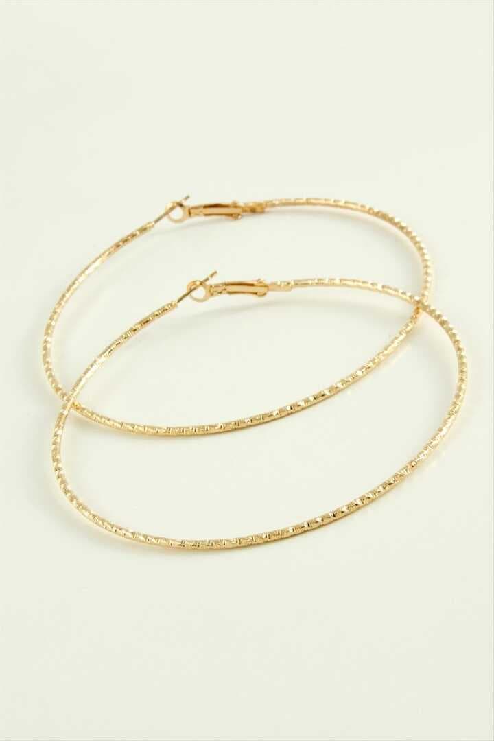 Zikzak Burgulu Metal Halka Küpe 8-9-10 cm