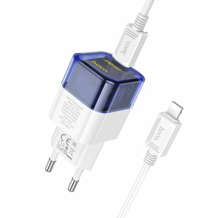 HOCO C131A Platinum PD30W+QC3.0 Girişli Hızlı Şarj Başlığı Ve Type-C To iPhone Lightning Kablo-(5775)