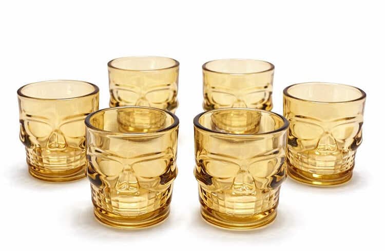6'lı Kurukafa Sepya Cam Shot Bardağı Seti