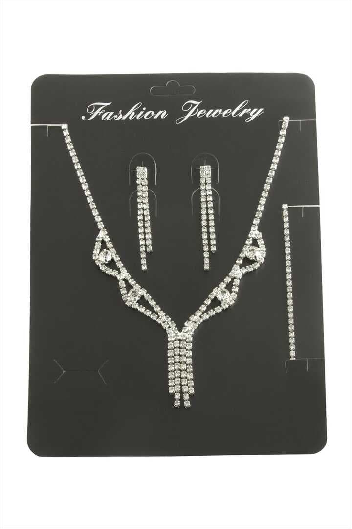 Sallantılı Taşlı Set Kolye