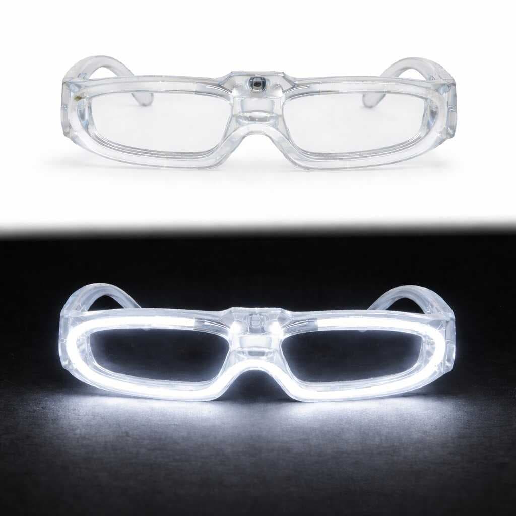 Beyaz LED Işıklı Parti Gözlüğü 3 Modlu – Gece Eğlence Gözlüğü
