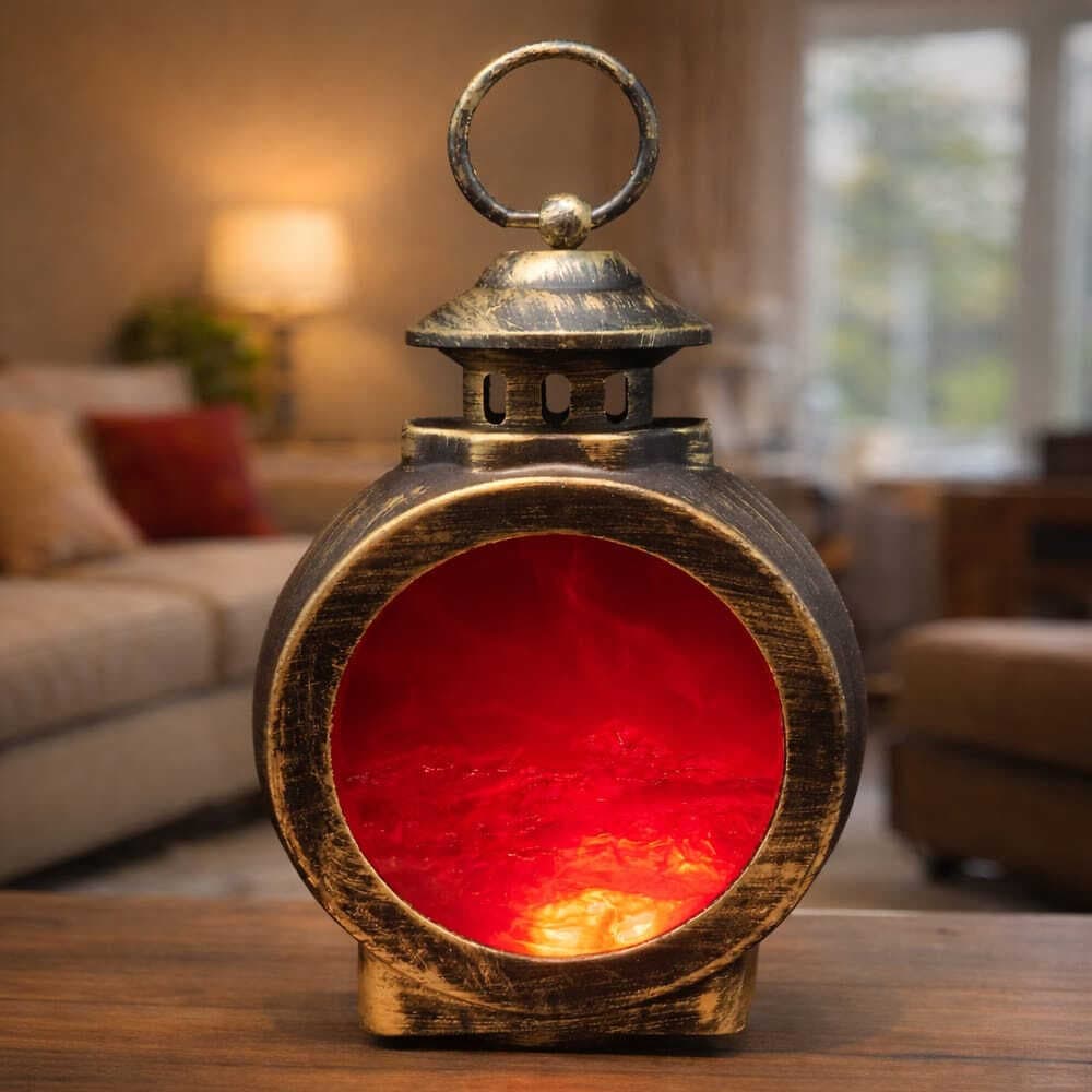 LED Işıklı Alev Efektli Dekoratif Şömine Fener