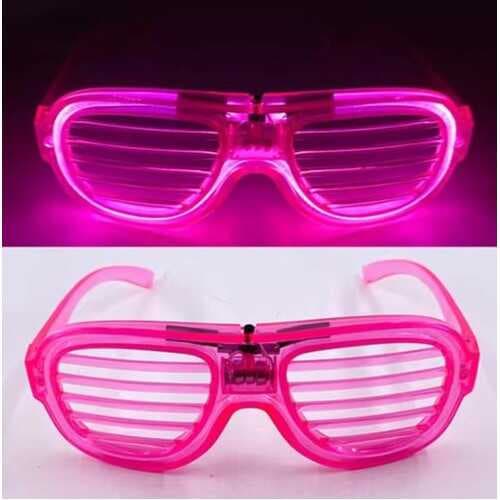 Pembe Led Işıklı Parti Gözlüğü - Neon Glow Şerit Gözlük 3 Modlu