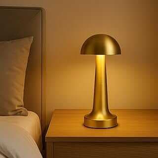 Atia Gold Şarjlı Dokumatik Masa Lambası - LED Işıklı, 3 Rek Seçeeği, Taşıabilir ve USB Şarjlı, Şık ve Kompakt Tasarım, Yatak Odası, Çalışma Masası, Kafe ve Restora Kullaımı İçi