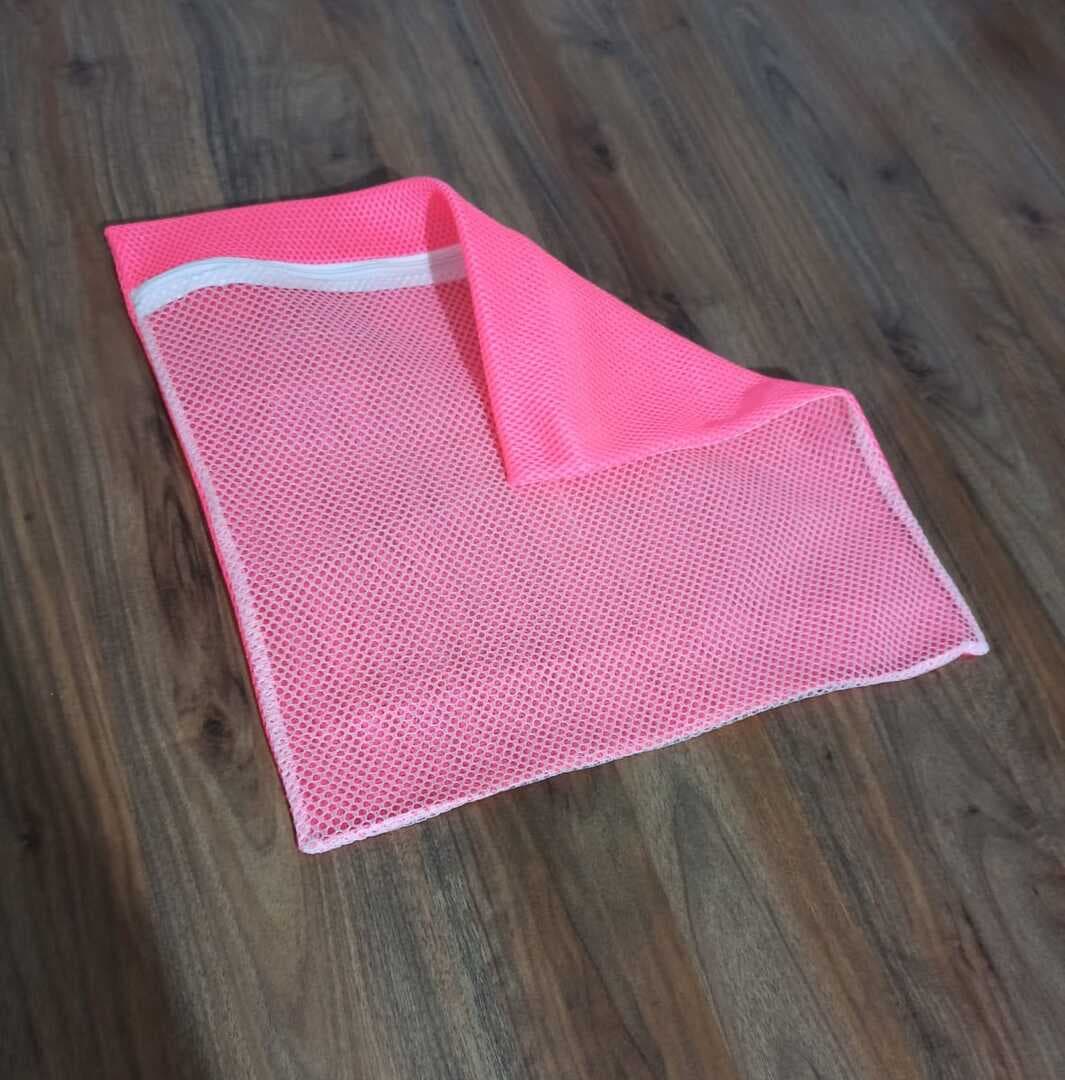 Pembe Fermuarlı - Hassas Çamaşır Terlik  Ayakkabı Yıkama Filesi Büyük Boy (477477)