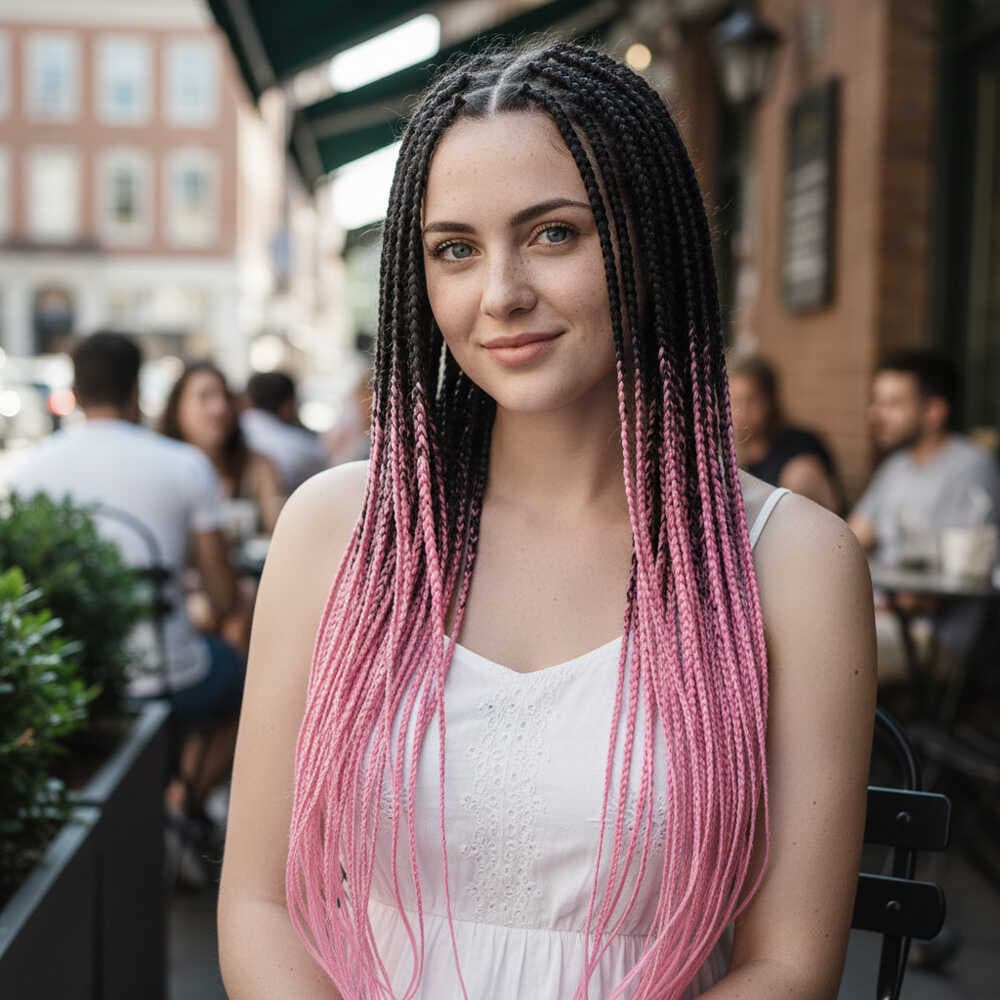 Afrika Örgüsü Ve Rasta İçin Sentetik Ombreli Saç / Siyah / Şeker Pembe