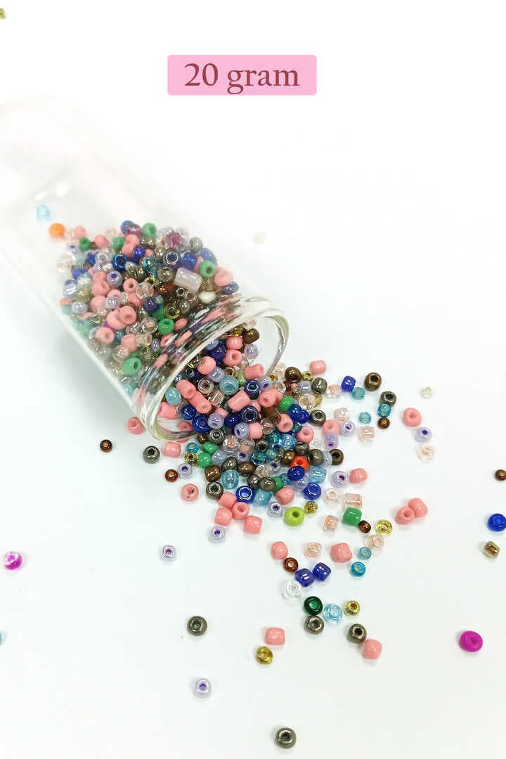 Dökme Cam Kum Boncuk (8/0) 3 mm - 4 Renk - Toplam 80 Gram - BNC419