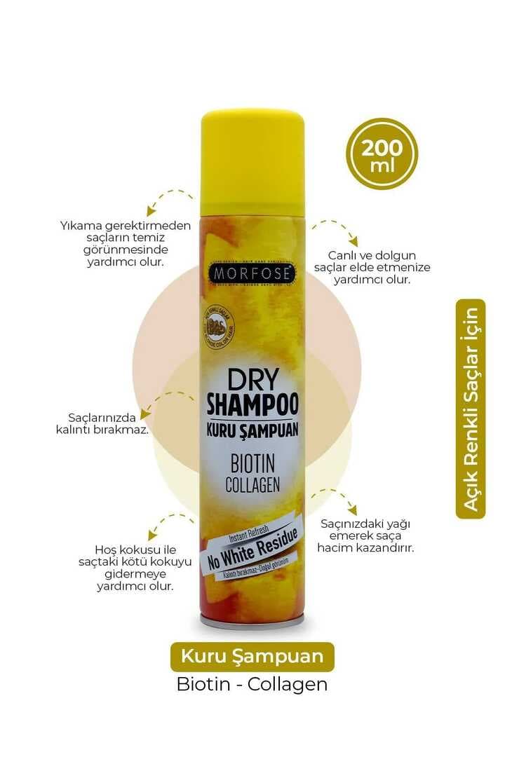 Kuru Şampuan Biotin Collagen 200 ML - Açık Renkli Saçlar - mrfs
