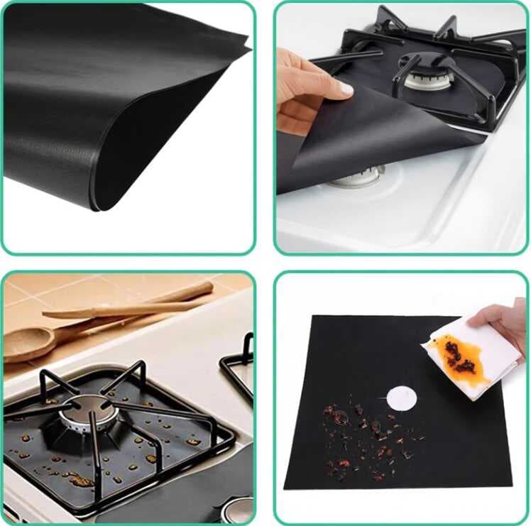 Ocak Koruyucu Folyo Yanmaz Yapışmaz 4&amp;apos;lü Set SiYAH (5430)