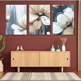 GAAGART 3'lü Kavas Duvar Tablosu Seti Soft Çiçek Desei 50 x 70 gartM1907