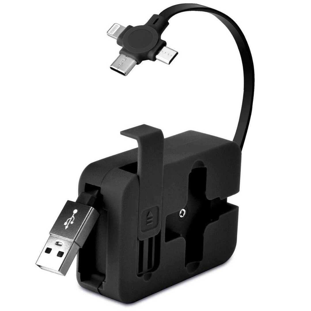 Cep Tipi Telefon Tutuculu Makaralı Uzayıp Kısalabilen 3&amp;apos;ü 1 Arada USB Şarj Kablosu (5430)