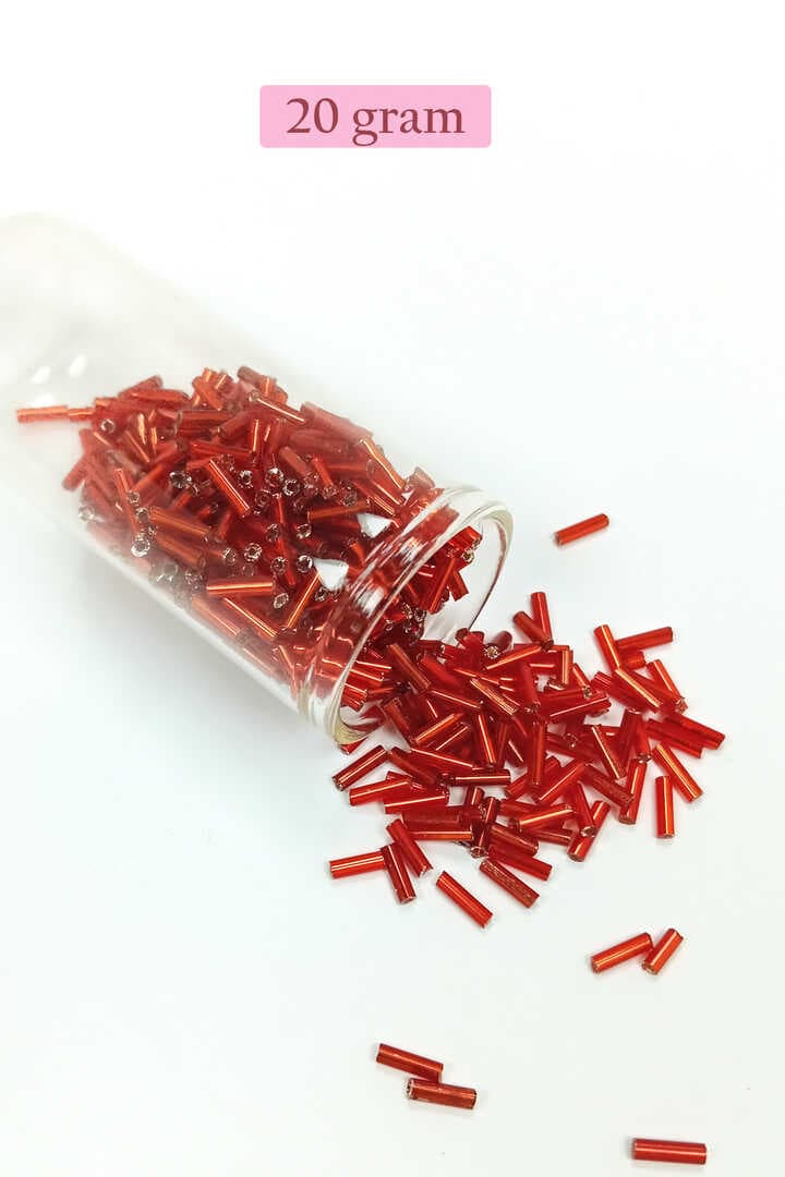 Uzun Boru Kesme Boncuk Çap 2mm Uzunluk 10 mm - 20 Gram - Şeffaf Kırmızı - BNC260
