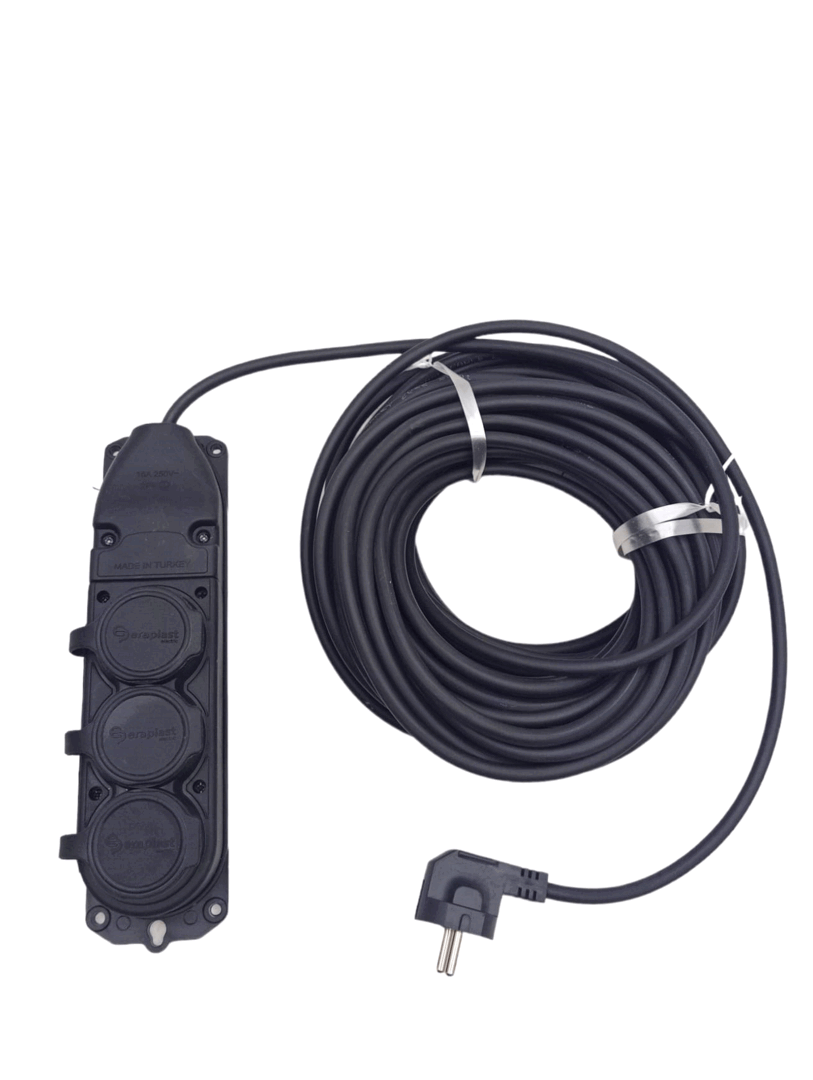 3LÜ 20 MT UZATMA KABLOSU ÇANTALI KAUÇUK PRİZ 3X1.5 CCA KABLO (5430)