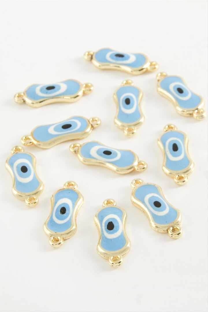 Oval Nazar Çift Kulplu Mineli Bileklik ve Kolye Ucu Aparatı 1 Adet