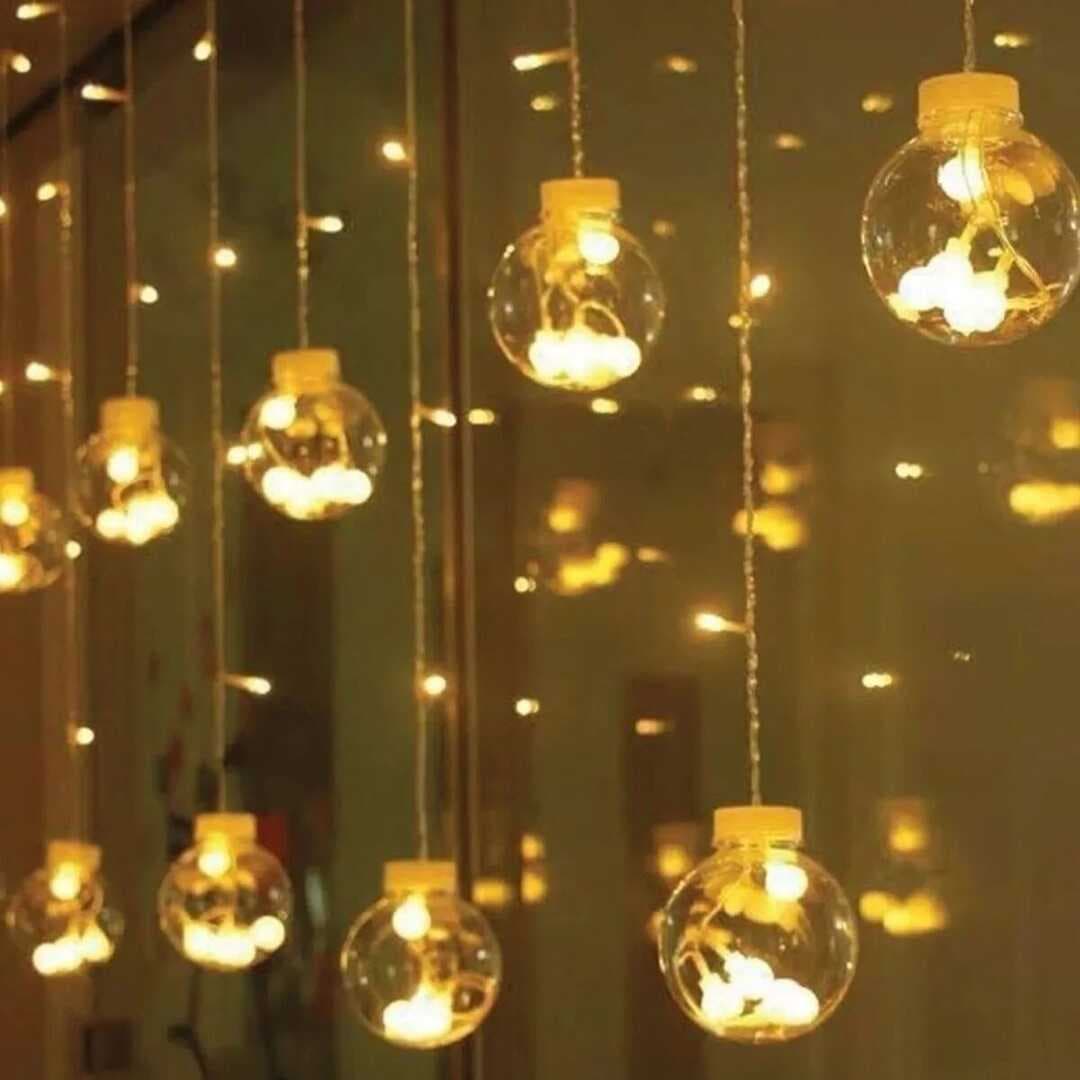 10 Sarkıtlı Kumandalı Dekoratif Top İçi Mini Toplu LED Günışığı Rengi Dekoratif Aydınlatma (5430)