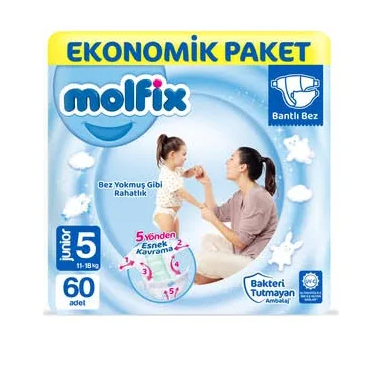 Molfix Bebek Bezi 5 Beden Junior Ekonomik Paket 60 Adet