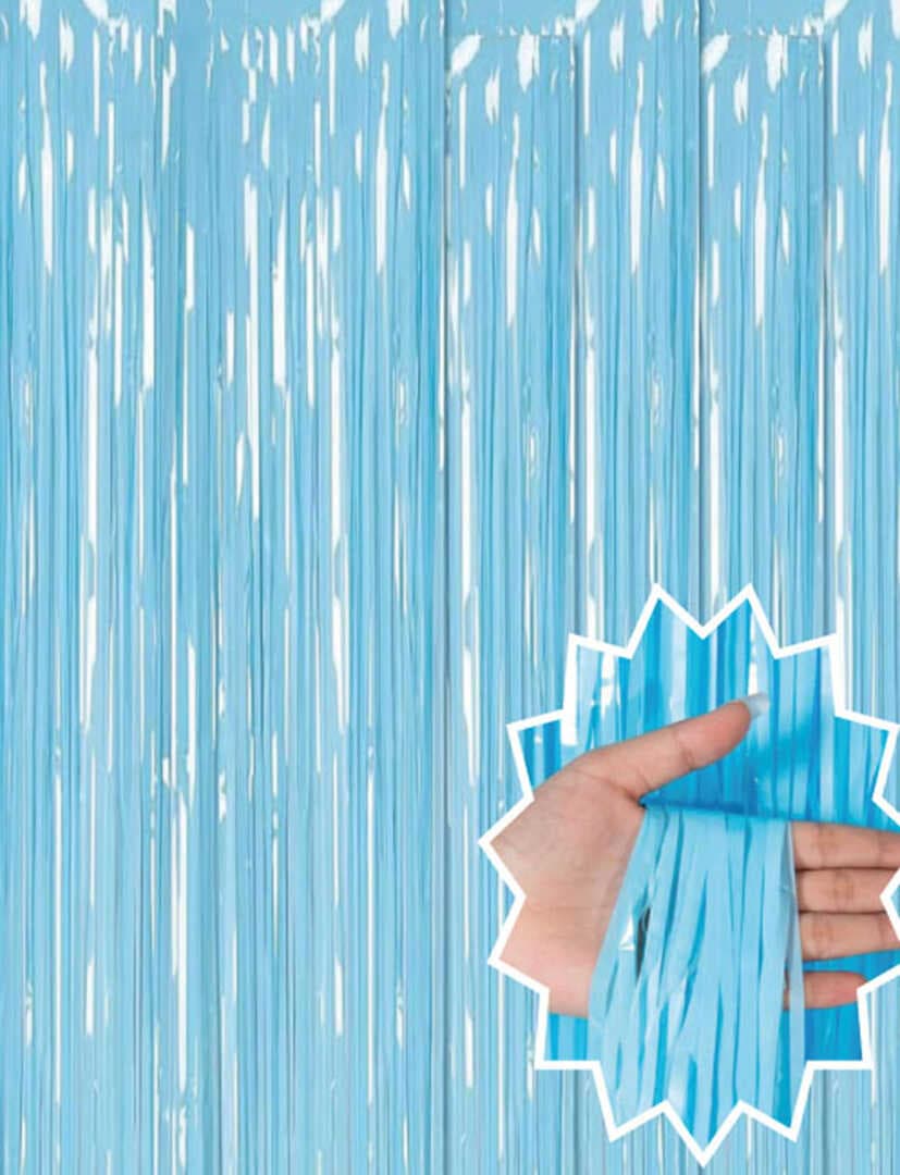 Soft Mavi Püsküllü Kapı Perdesi - Parti, Baby Shower, Sünnet Süsü, Cinsiyet Partisi 1x2 m (5430)