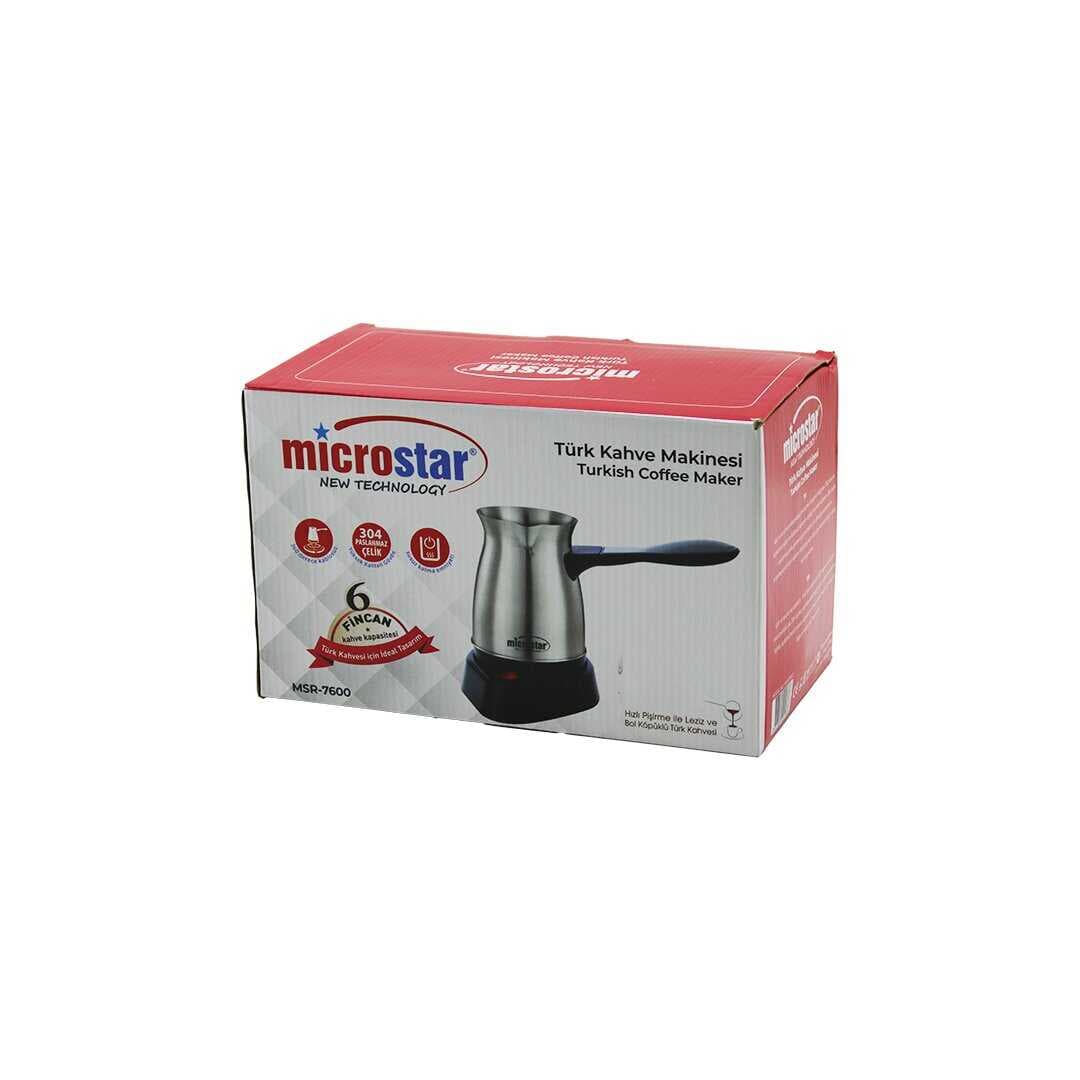 ÇELİK ELEKTRİKLİ CEZVE TÜRK KAHVE MAKİNESİ - 6 FİNCAN TAK-ÇIKAR KULP 400ML MSR-7600 (5430)