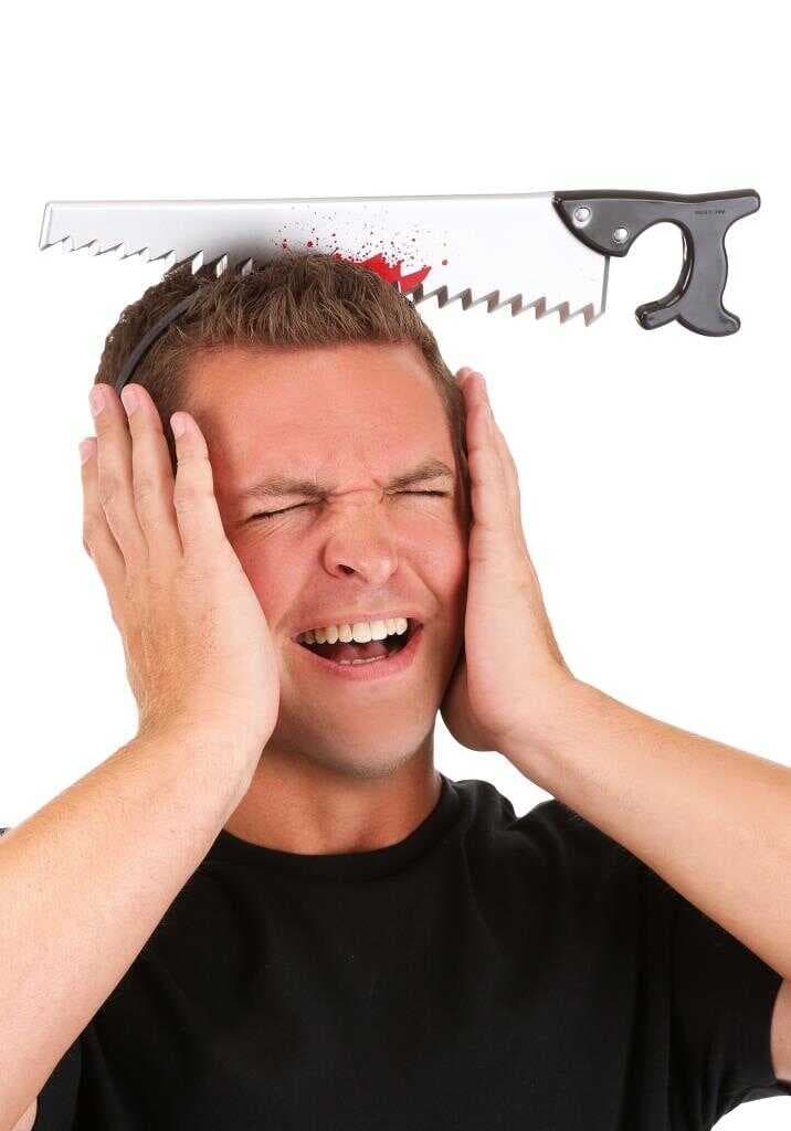 Nessiworld Kafaya Saplanmış Halloween Kanlı Testere Şaka Tacı