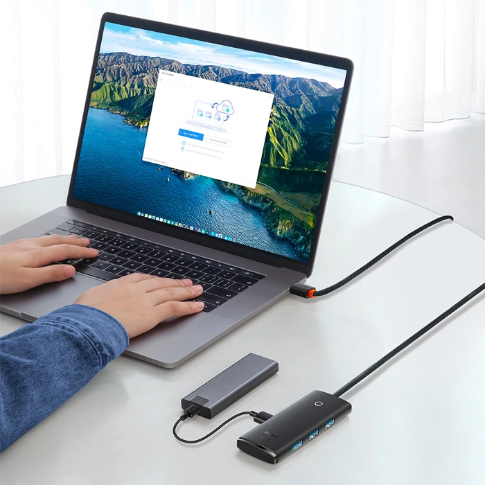 Baseus Lite Series 4 Portlu Type-C to USB 3.0 HUB Adaptör 25cm-(5775)