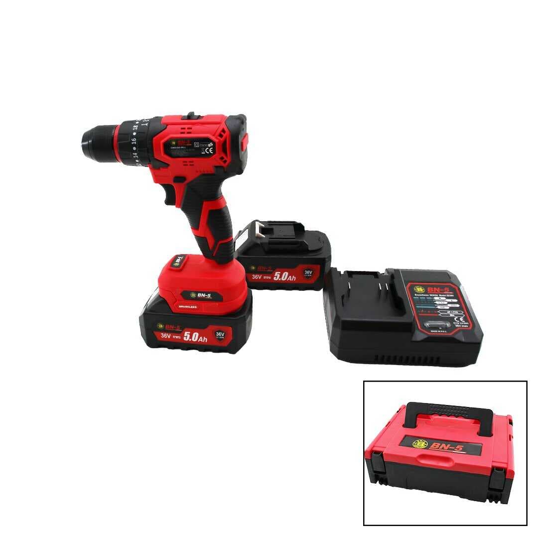 KÖMÜRSÜZ 36V - DARBELİ KIRMIZI ŞARJLI - YEDEK BATARYA - 5.0Ah PROF.MATKAP SETİ ÇANTALI F-136 (5430)