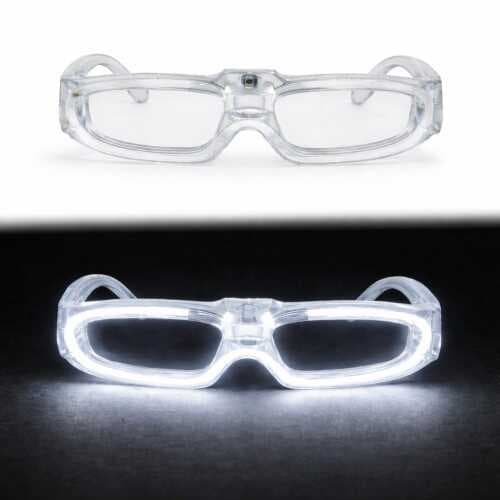 Beyaz LED Işıklı Parti Gözlüğü 3 Modlu – Glow &amp; Gece Eğlence Gözlüğü