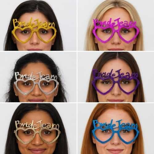 Kalpli Bride Team Gözlük Seti 6 Renk - Kına &amp; Düğün Partileri İçin