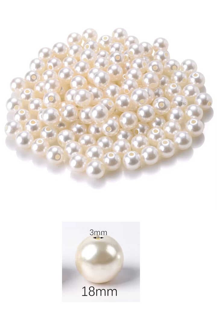 50 gram 18mm Krem Renk Plastik İnci Boncuk Çanta ve Takı Yapım Boncuğu (~11 adet)