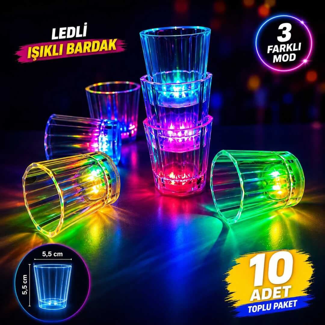 10&amp;apos;lu LED Işıklı Parti Bardağı Seti (5430)