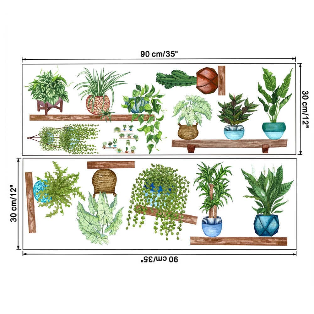 Nessiworld Raflı Saksılı Çiçek Tasarımlı Yapışkanlı Sticker MC-480B