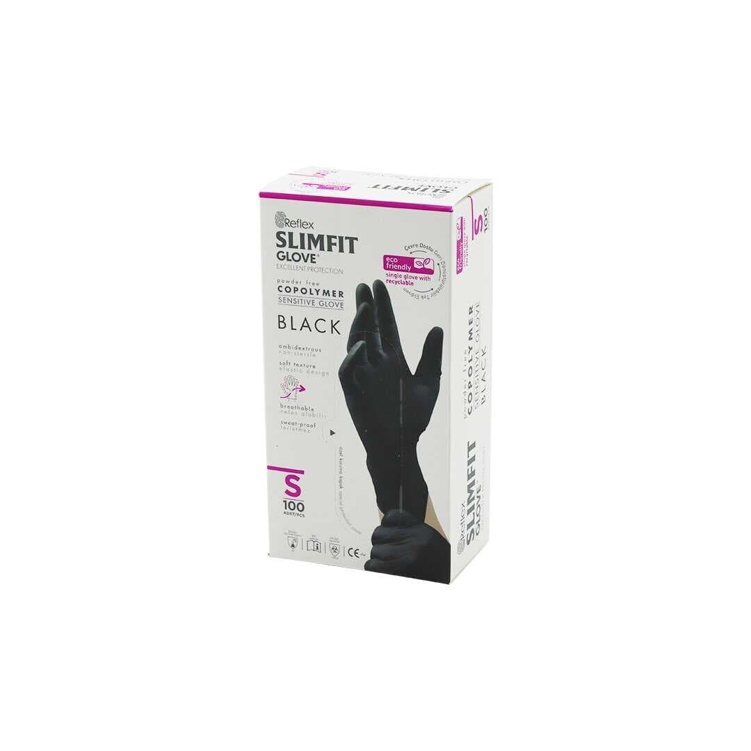 REFLEX SLİMFİT GLOVE KOD-033 S SİYAH PUDRASIZ MUAYENE ELDİVEN 100LÜ (5430)