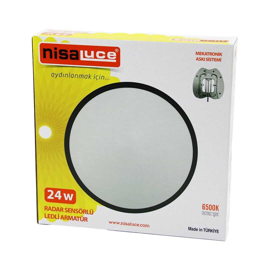 NİSALUCE EAMP-106/B 24W RADAR SENSÖRLÜ LEDLİ ARMATÜR BEYAZ ÇERÇEVE MEKATRONİK ASKI SİSTEMİ 6500K - 2160Lm (5430)