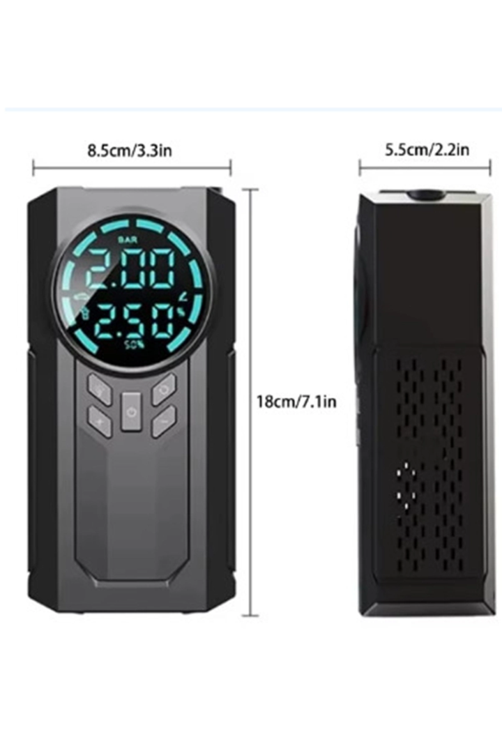 Şarjlı 8.000 Mah Taşınabilir Çanta Araç Akü Şarj Takviyeli Işıklı Hava Kompresörü Powerbankli