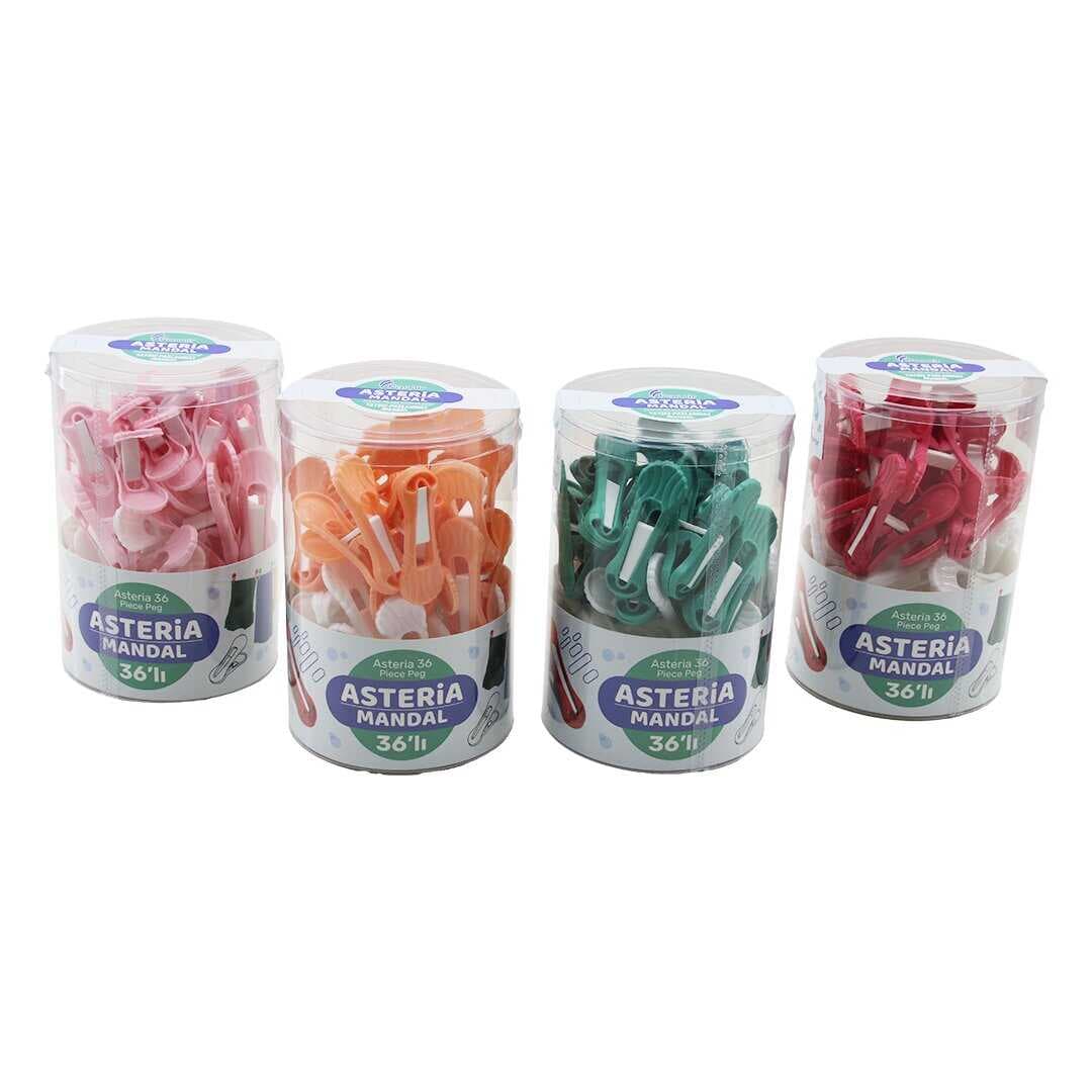 36PCS YAYSIZ PLASTİK RENKLİ MANDAL KUTULU (5430)