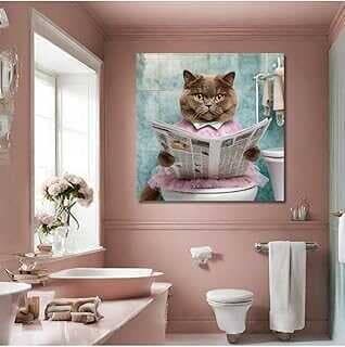 GAAGART Tekli Kare Kavas Bayo Tablosu Gazete Okuya British Shorthair Kedi 50 x 50 gartM8404