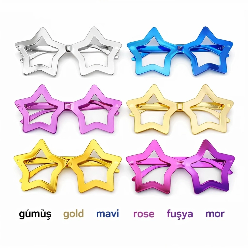 Yıldız Parti Gözlüğü 1239li Set – 6 Renk ( Camsız )