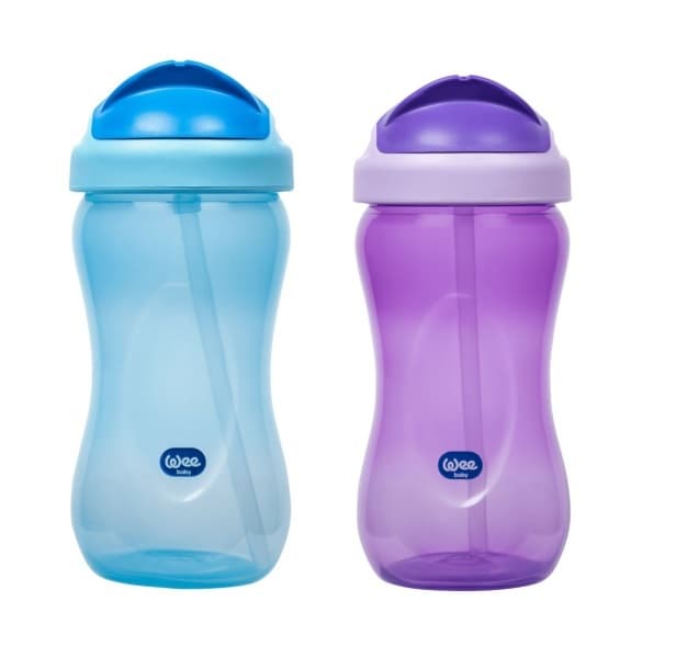 Wee Baby Renkli Pipetli Bardak 350ml 6+Ay 2'li Paket ( Mor - Mavi )