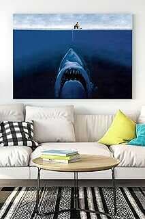 (16702) Köpek Balığı Eğleceli Mizahi Kavas Tablo 21 x 30